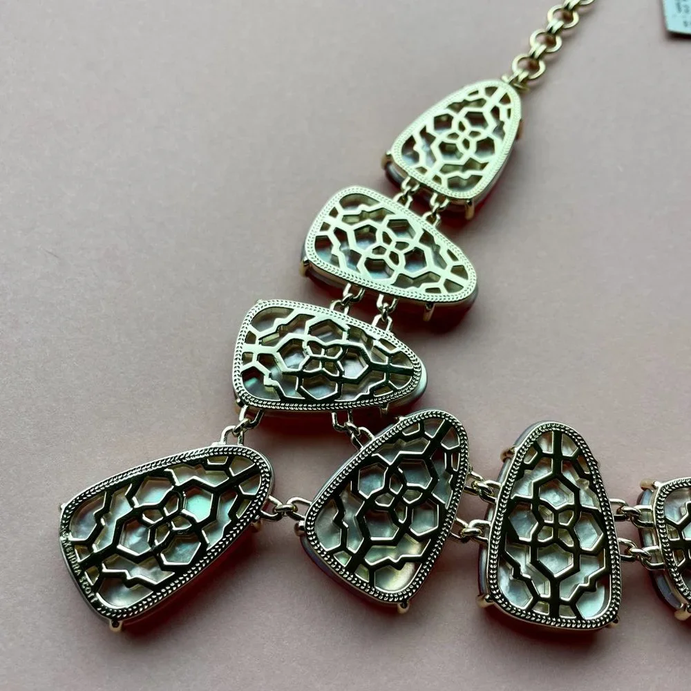 Kendra Scott Harlie Necklace Pink Berry Burgundy Illusion 14k Gold Plated NWT - Picture 12 of 16